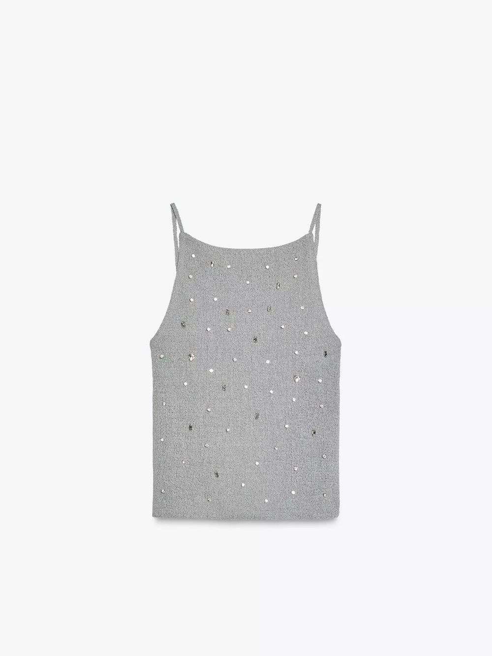 Zara Silver Embellished Knit Cami Top